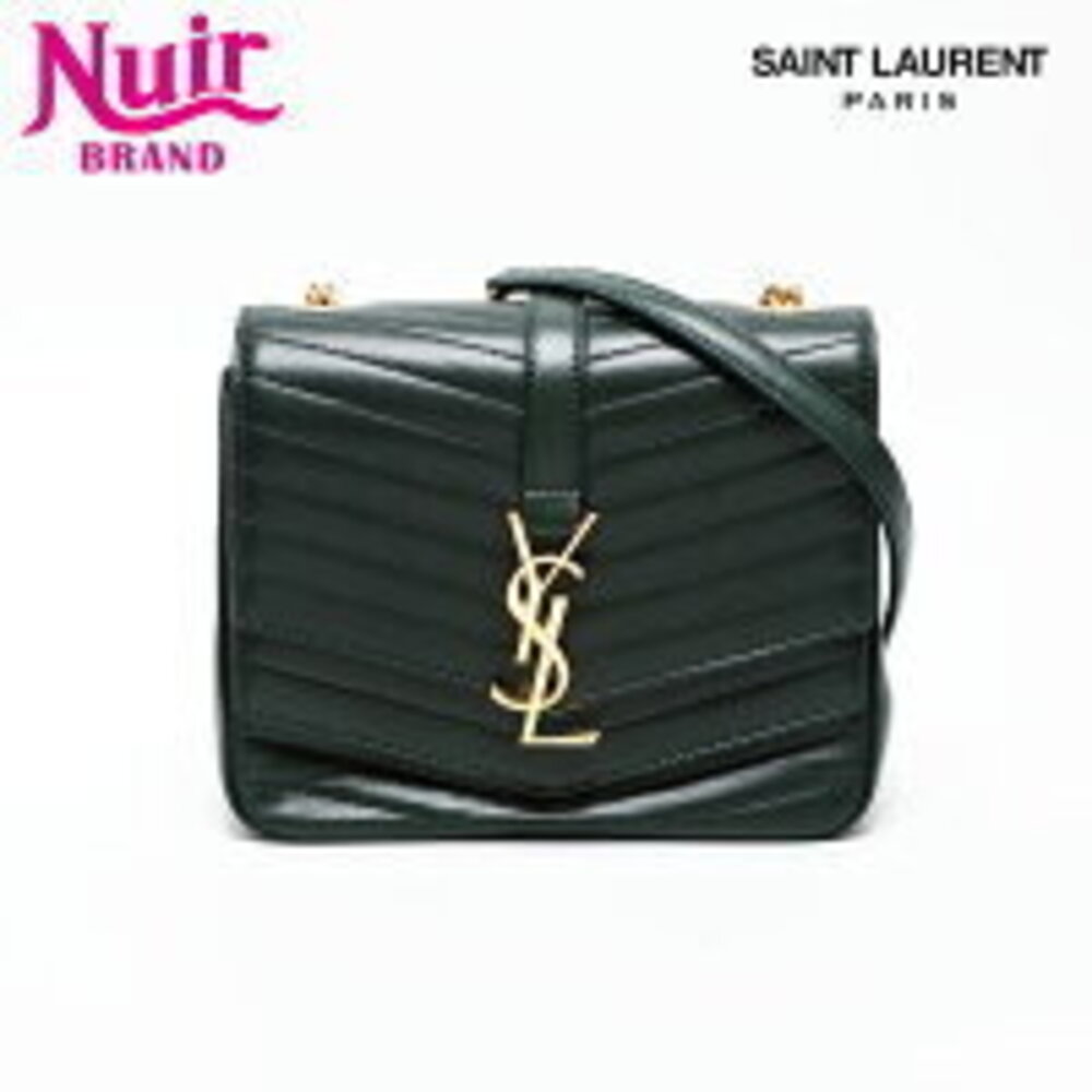 Yves Saint Laurent logo leather shoulder bag green